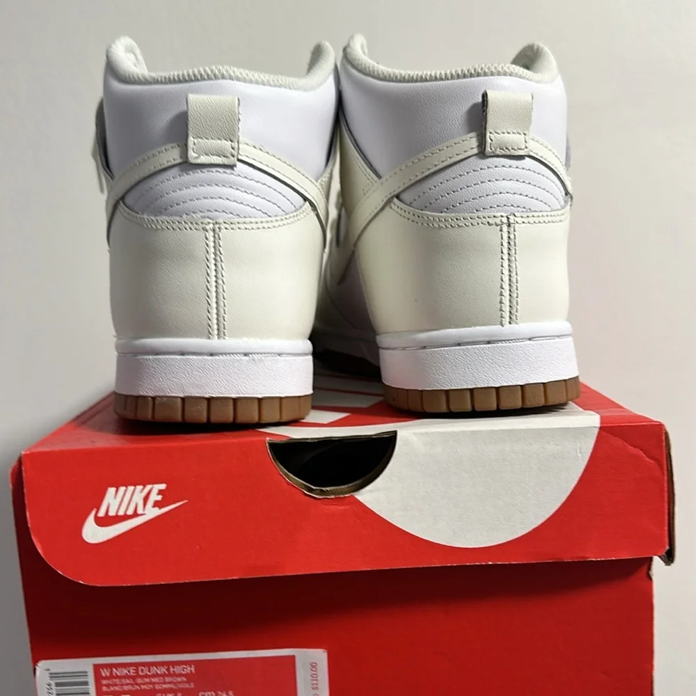 Brand new Nike Dunk Hight White/Salt-Gum Med Brown Women 7.5 Men 6 - Picture 2 of 6
